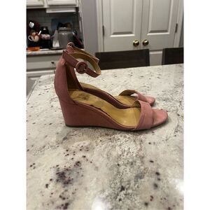 Naturalizer London Pink Faux Suede Strappy Wedge Sandals sz 8